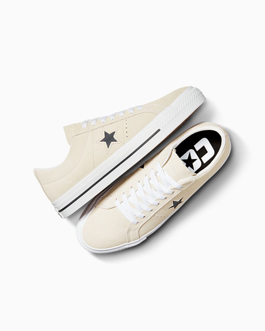 Women's Converse CONS One Star Pro Suede Skate Shoes Beige / White / Black | AU 69CE8J